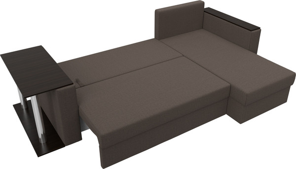 Изображение товара Диван угловой Лига Диванов Атланта со столом правый / 121163 (рогожка амур коричневый)