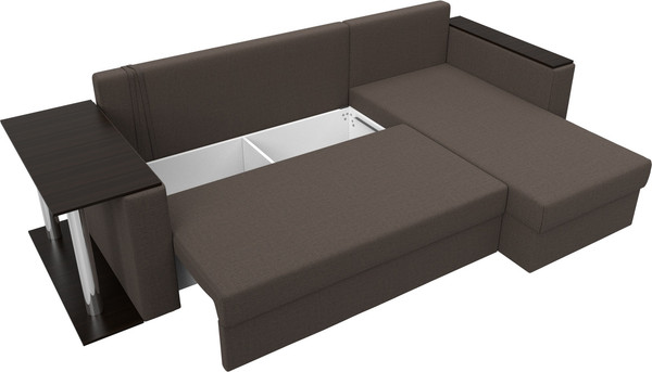 Изображение товара Диван угловой Лига Диванов Атланта со столом правый / 121163 (рогожка амур коричневый)