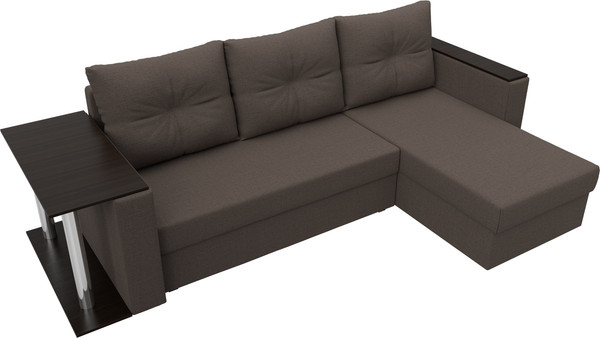 Изображение товара Диван угловой Лига Диванов Атланта со столом правый / 121163 (рогожка амур коричневый)