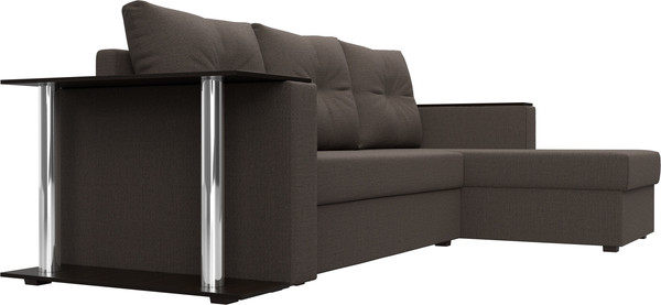Изображение товара Диван угловой Лига Диванов Атланта со столом правый / 121163 (рогожка амур коричневый)