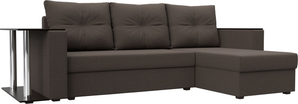 Изображение товара Диван угловой Лига Диванов Атланта со столом правый / 121163 (рогожка амур коричневый)