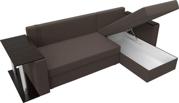 Изображение товара Диван угловой Лига Диванов Атланта со столом правый / 121163 (рогожка амур коричневый)