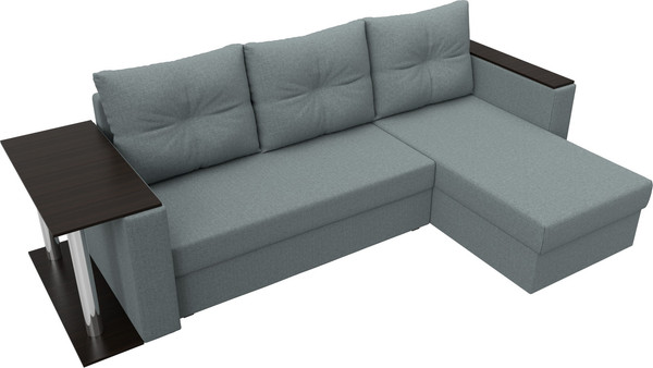 Изображение товара Диван угловой Лига Диванов Атланта со столом правый / 121164 (рогожка амур серый)