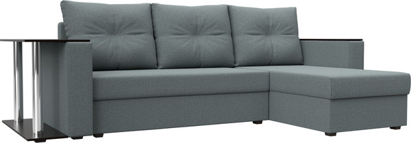 Изображение товара Диван угловой Лига Диванов Атланта со столом правый / 121164 (рогожка амур серый)