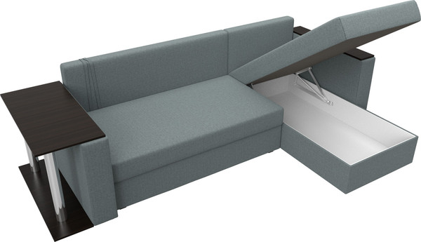 Изображение товара Диван угловой Лига Диванов Атланта со столом правый / 121164 (рогожка амур серый)