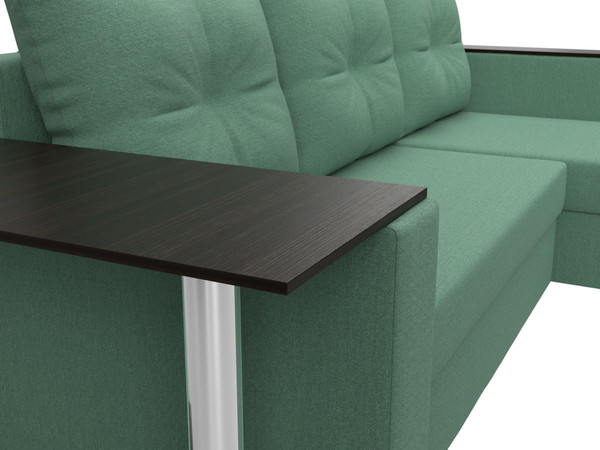 Изображение товара Диван угловой Лига Диванов Атланта со столом правый / 121166 (рогожка амур зеленый)