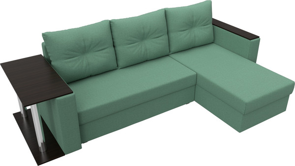 Изображение товара Диван угловой Лига Диванов Атланта со столом правый / 121166 (рогожка амур зеленый)
