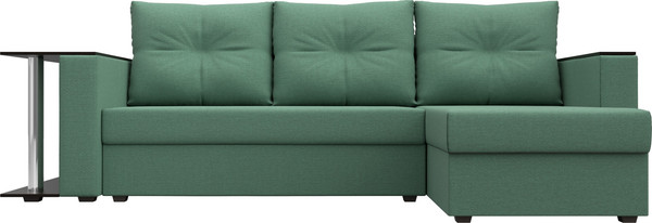 Изображение товара Диван угловой Лига Диванов Атланта со столом правый / 121166 (рогожка амур зеленый)