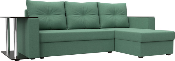 Изображение товара Диван угловой Лига Диванов Атланта со столом правый / 121166 (рогожка амур зеленый)
