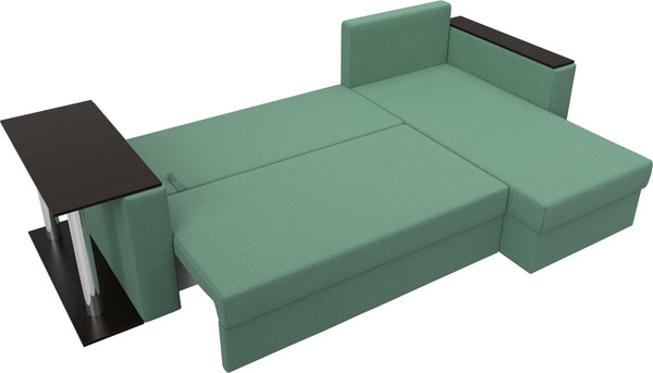 Изображение товара Диван угловой Лига Диванов Атланта со столом правый / 121166 (рогожка амур зеленый)
