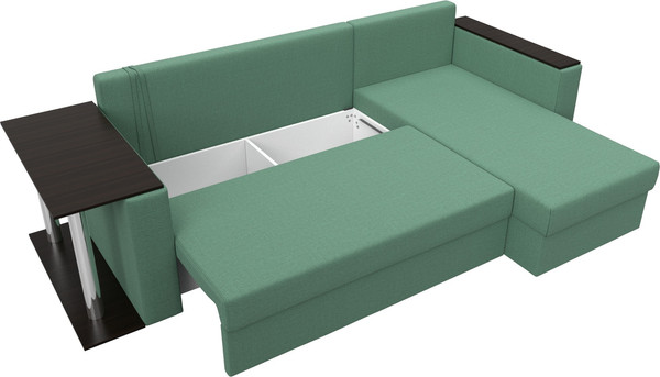 Изображение товара Диван угловой Лига Диванов Атланта со столом правый / 121166 (рогожка амур зеленый)