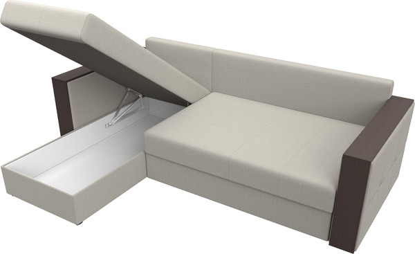 Изображение товара Диван угловой Лига Диванов Валенсия Лайт левый / 125970L (рогожка амур бежевый)