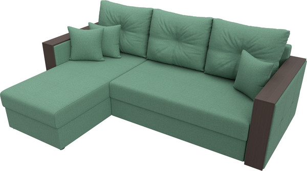 Изображение товара Диван угловой Лига Диванов Валенсия Лайт левый / 125972L (рогожка амур зеленый)