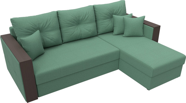 Изображение товара Диван угловой Лига Диванов Валенсия Лайт правый / 125972 (рогожка амур зеленый)