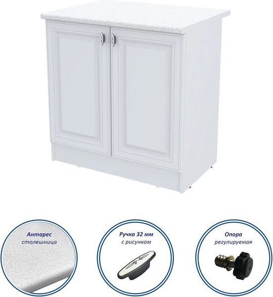 Изображение товара Шкаф-стол кухонный Горизонт Мебель Настя 800 (белый софт)