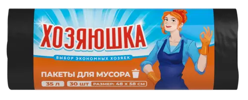 Изображение товара Пакеты для мусора Хозяюшка С завязками 35л (30шт)