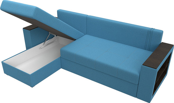 Изображение товара Диван угловой Лига Диванов Дубай Лайт левый / 121641L (рогожка амур голубой)