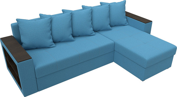 Изображение товара Диван угловой Лига Диванов Дубай Лайт правый / 121641 (рогожка амур голубой)