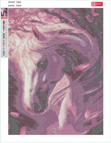 Изображение товара Набор алмазной вышивки Феникс+ Лошадь и сакура / 70809