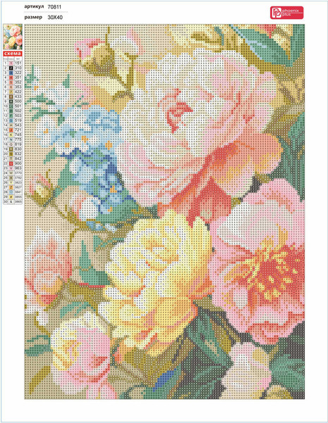 Изображение товара Набор алмазной вышивки Феникс+ Винтажные розы / 70811