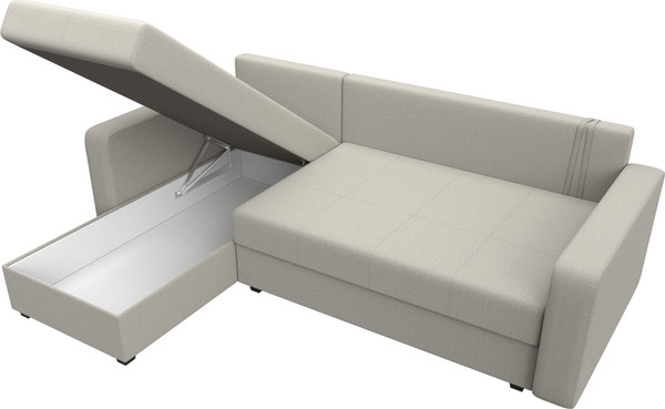 Изображение товара Диван угловой Лига Диванов Ливерпуль Лайт левый / 125985L (рогожка амур бежевый)