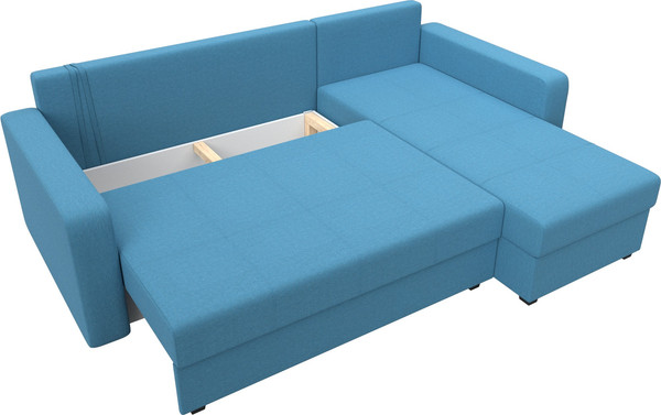 Изображение товара Диван угловой Лига Диванов Ливерпуль Лайт правый / 125989 (рогожка амур голубой)
