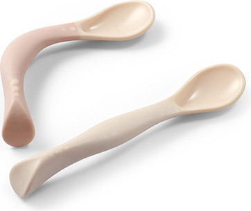 Изображение товара Набор столовых ложек для кормления BabyOno 1066/06 (2шт, бежевый/розовый)