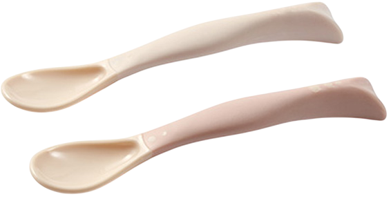 Изображение товара Набор столовых ложек для кормления BabyOno 1066/06 (2шт, бежевый/розовый)