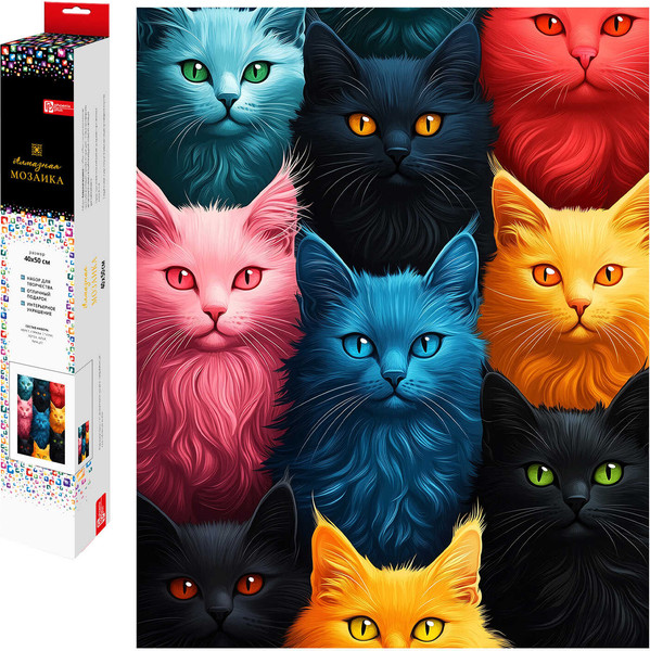 Изображение товара Набор алмазной вышивки Феникс+ Цветные коты / 70826