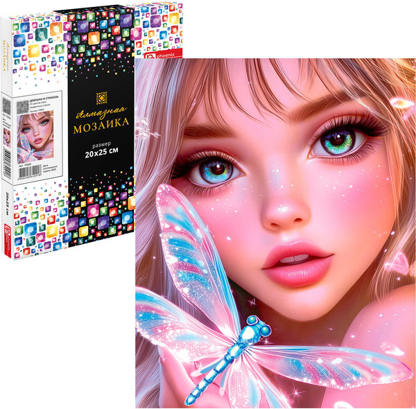 Изображение товара Набор алмазной вышивки Феникс+ Девушка и стрекоза / 70839