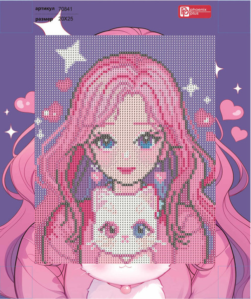 Изображение товара Набор алмазной вышивки Феникс+ Девочка с котенком / 70841