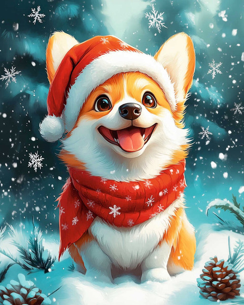 Изображение товара Набор алмазной вышивки Феникс+ Новогодний корги / 70842