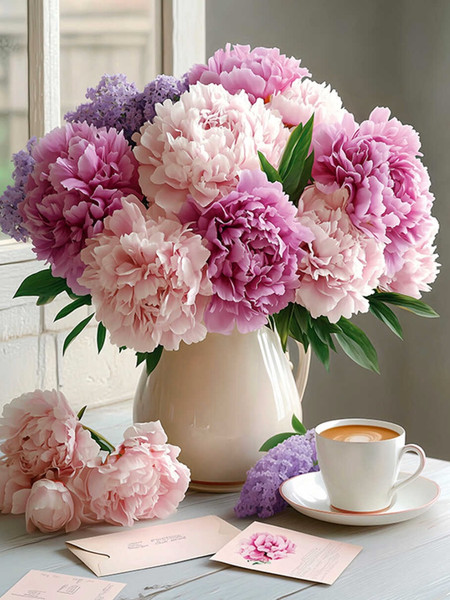 Изображение товара Набор алмазной вышивки Феникс+ Букет пионов / 70845