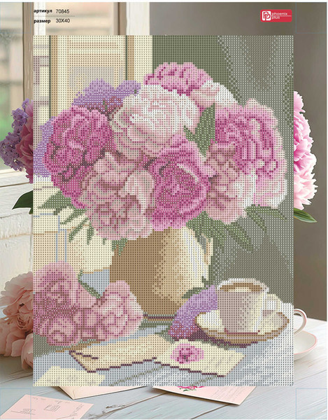 Изображение товара Набор алмазной вышивки Феникс+ Букет пионов / 70845