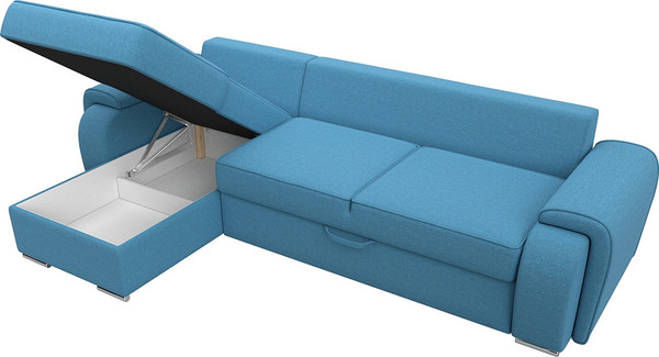 Изображение товара Диван угловой Лига Диванов Лига-025 левый / 123476L (рогожка амур голубой)