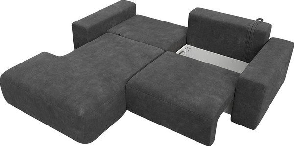 Изображение товара Диван угловой Лига Диванов Лига-036 НПБ Классик левый / 127725L (велюр Brut 16 темно-серый)