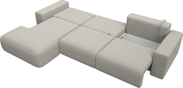 Изображение товара Диван угловой Лига Диванов Лига-036 НПБ Классик Лонг левый / 125462L (рогожка амур бежевый)