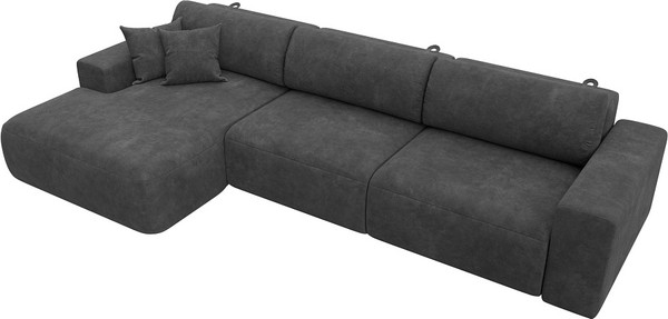 Изображение товара Диван угловой Лига Диванов Лига-036 НПБ Классик Лонг левый / 127785L (велюр Brut 16 темно-серый)