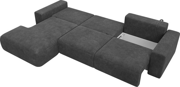 Изображение товара Диван угловой Лига Диванов Лига-036 НПБ Классик Лонг левый / 127785L (велюр Brut 16 темно-серый)