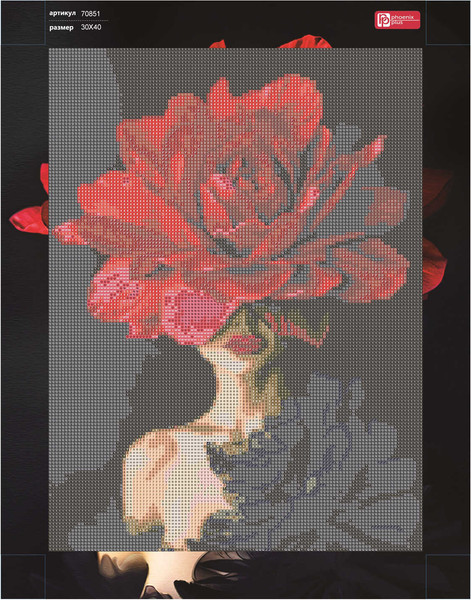 Изображение товара Набор алмазной вышивки Феникс+ Роскошная роза / 70851