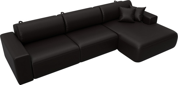 Изображение товара Диван угловой Лига Диванов Лига-036 НПБ Классик Лонг правый / 127790 (экокожа Grifon 12 коричневый)