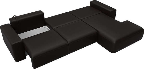 Изображение товара Диван угловой Лига Диванов Лига-036 НПБ Классик Лонг правый / 127790 (экокожа Grifon 12 коричневый)