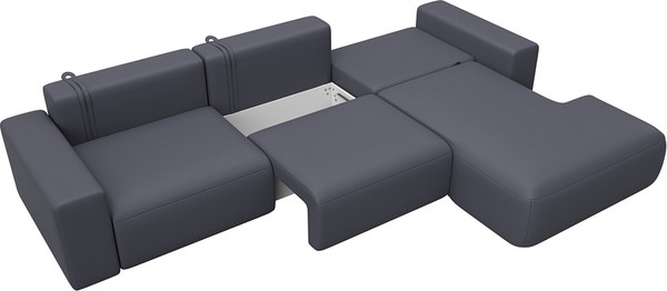 Изображение товара Диван угловой Лига Диванов Лига-036 НПБ Классик Лонг правый / 127793 (экокожа Grifon 15 серый)