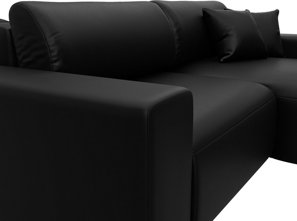 Изображение товара Диван угловой Лига Диванов Лига-036 НПБ Классик правый / 127732 (экокожа Grifon 18 черный)