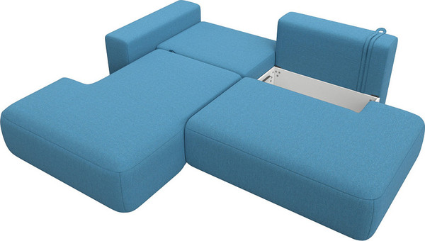 Изображение товара Диван угловой Лига Диванов Лига-036 НПБ Модерн левый / 125473L (рогожка амур голубой)