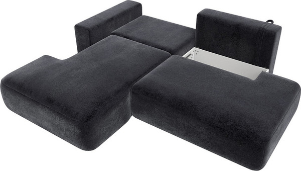 Изображение товара Диван угловой Лига Диванов Лига-036 НПБ Модерн левый / 127783L (велюр Tower 11 темно-серый)