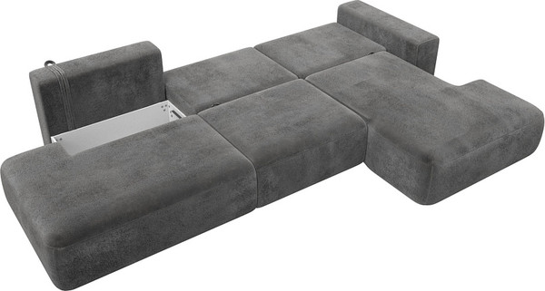 Изображение товара Диван угловой Лига Диванов Лига-036 НПБ Модерн Лонг правый / 127757 (велюр Tower 10 серый)