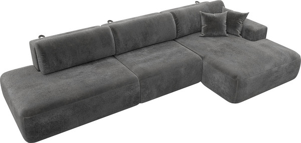 Изображение товара Диван угловой Лига Диванов Лига-036 НПБ Модерн Лонг правый / 127757 (велюр Tower 10 серый)