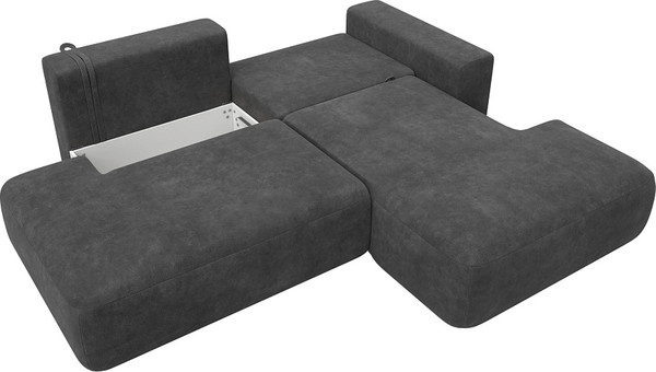 Изображение товара Диван угловой Лига Диванов Лига-036 НПБ Модерн правый / 127765 (велюр Brut 16 темно-серый)