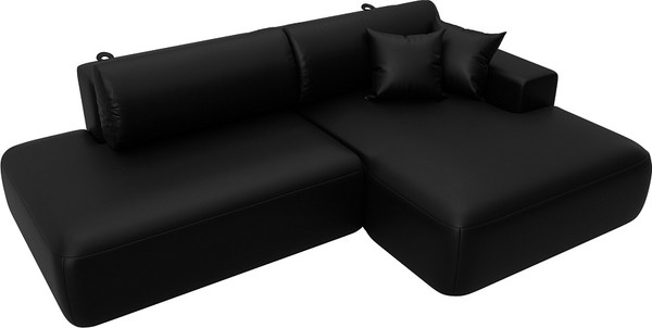 Изображение товара Диван угловой Лига Диванов Лига-036 НПБ Модерн правый / 127772 (экокожа Grifon 18 черный)